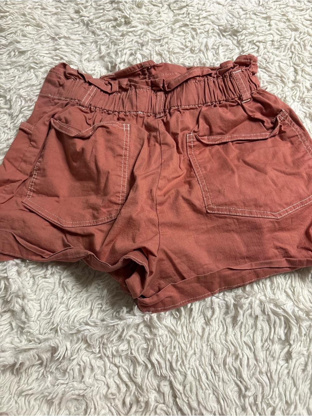 Women’s Paperbag Waist Casual Shorts - Rust Pink
